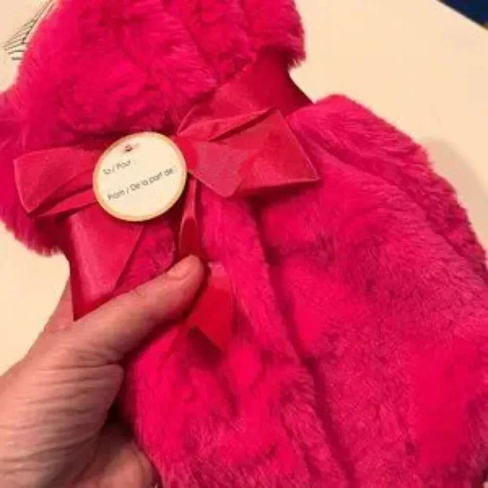 Wine Bags (One Bright Pink Soft Fur-Like‎ and One Blue with Beads) (new) (p/s)